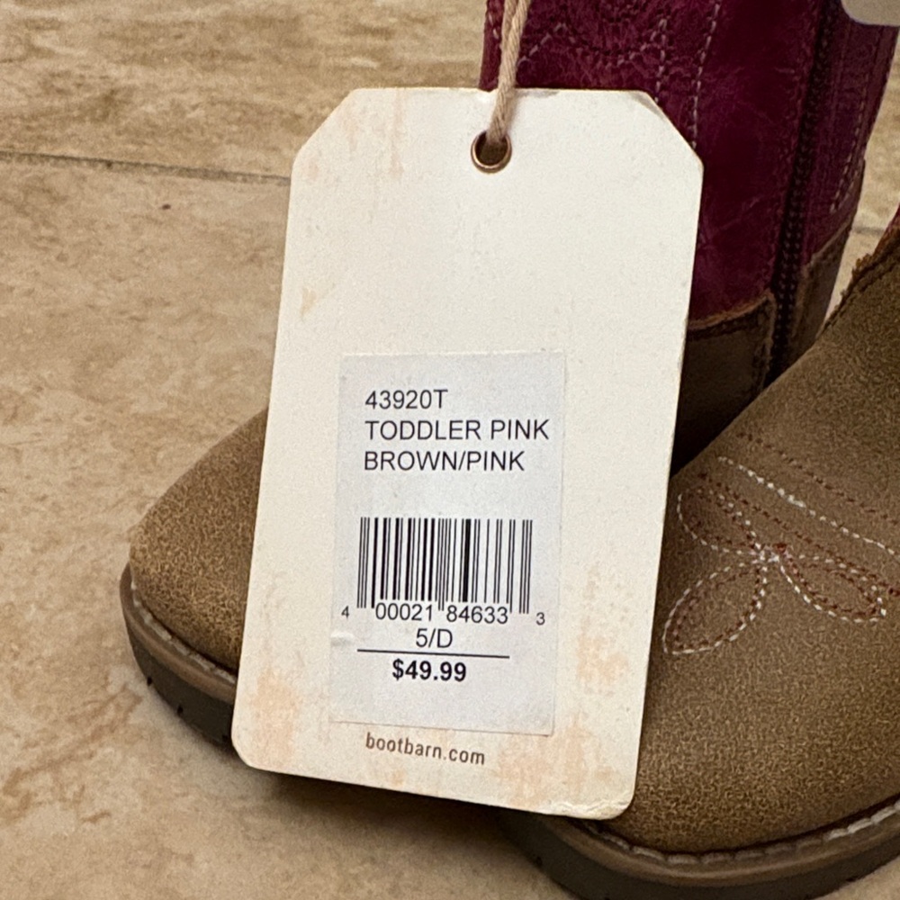 Shyanne Kids' Fuchsia and Tan Western Cowboy Boots - Picture 2 of 11